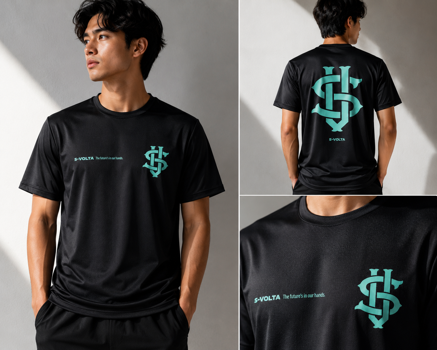S-VOLTA ドライTシャツ　BLACK×MINT