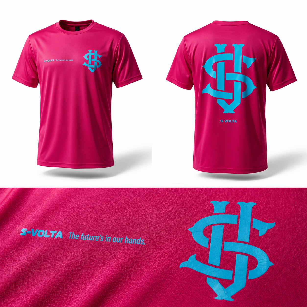 S-VOLTA ドライTシャツ　PINK × SKY BLUE