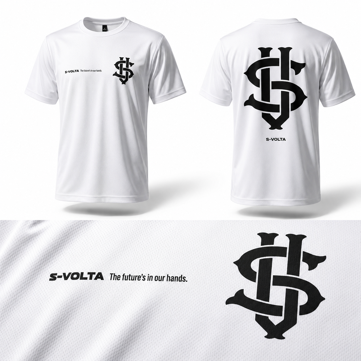 S-VOLTA ドライTシャツ　WHITE × BLACK