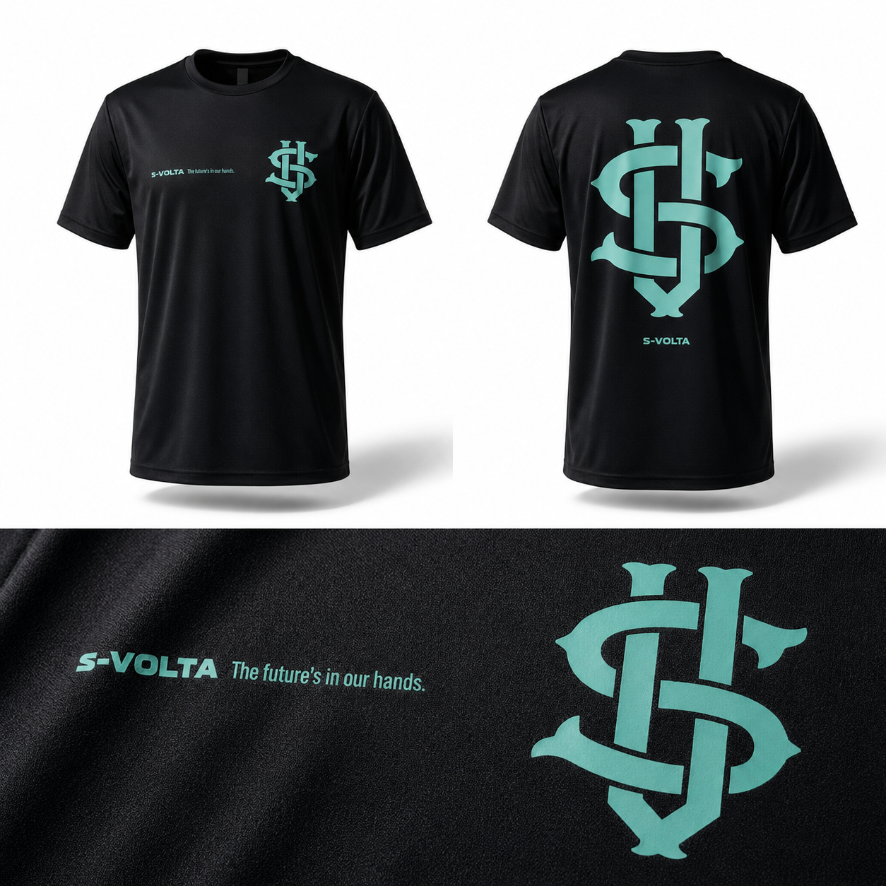 S-VOLTA ドライTシャツ　BLACK×MINT